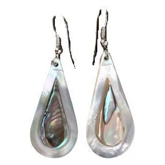 Mother-of-pearl teardrop earrings with shell inlay