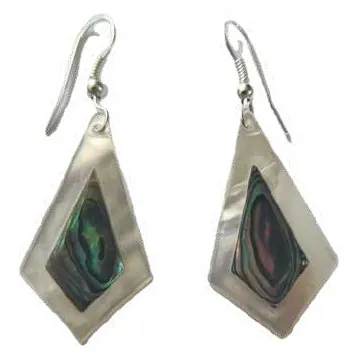 Mother-of-pearl diamond-shape earrings with shell inlay