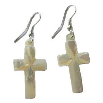 Mother-of-pearl cross earrings
