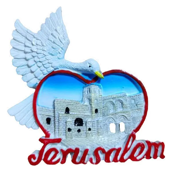 Jerusalem dove and heart magnet