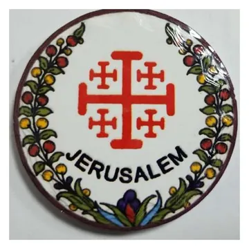Jerusalem cross round magnet