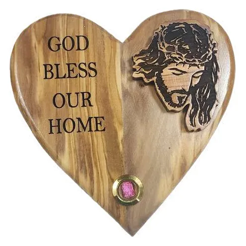 God Bless Our Home heart plaque with Jesus